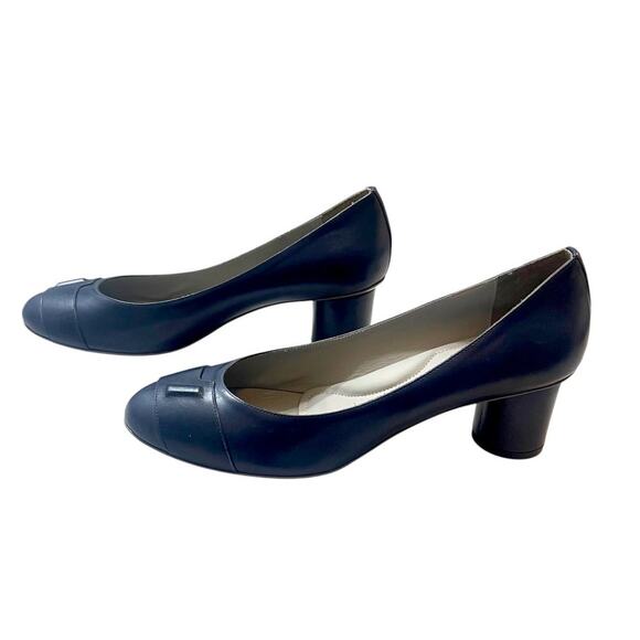 Moses Grace Vigore Navy Leather Pumps | Size 41.5 | Italian Vero Cuoio - Picture 3 of 7